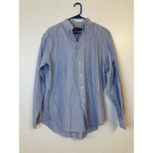 Ralph Lauren Mens Classic Fit Blue White Stripe Button Down L Read Description